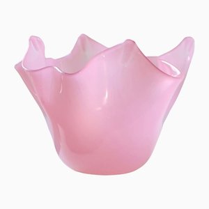 Vintage Murano Pink Handkerchief Glass Bowl Vase