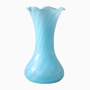 Große Vintage Murano Blue Swirl Vase