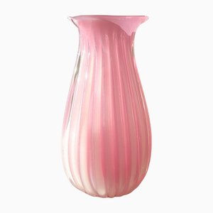 Vaso grande vintage in vetro di Murano rosa alabastro H: 29 cm