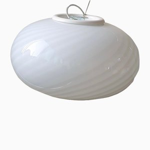 Lámpara de techo en espiral de cristal de Murano blanco