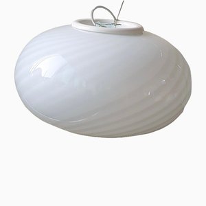 Weiße Murano Glas Swirl Deckenlampe