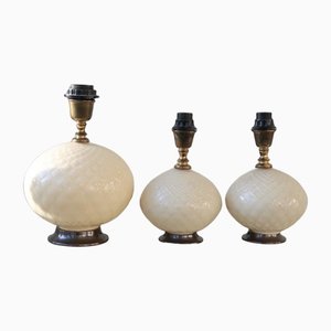 Vintage Murano Cream Glass Brass Lamp Base