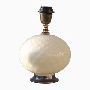 Vintage Lampenfuß aus cremefarbenem Messing & Muranoglas H: 26 cm