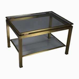 Hollywood Regency Brass and Glass Coffee Side Table from Maison Jansen