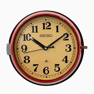 Vintage Red Wall Clock from Seiko Navy, 1970s