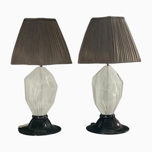 Black Murano Lamps in Bulled Transparent Glass, Set of 2