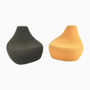 Postmodern Black and Yellow Polyurethane Lounge Chairs, Italy, 1970s, Set of 2