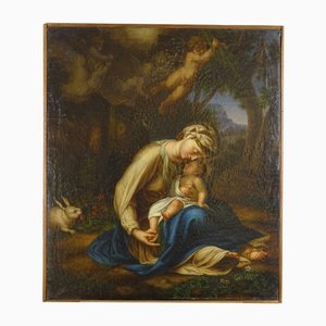 Vierge à l'Enfant, Milieu du 19ème Siècle, Huile sur Toile