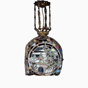 Art Nouveau Bleiglas Ceiling Lamp