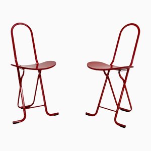 Red Dafne Folding Chairs by Gastone Rinaldi for Thema, 1970s, Set of 2