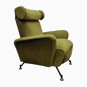 Green Velvet Reclining Armchair