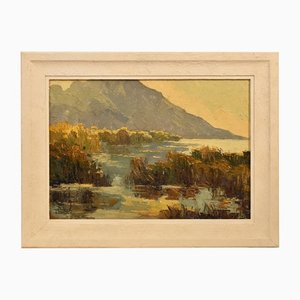 P. Genet, paisaje, principios del siglo XX, óleo sobre lienzo, enmarcado