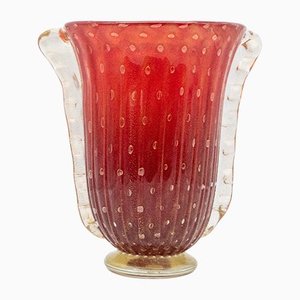 Vaso vintage in vetro rosso
