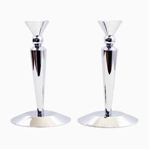 Art Deco Style Candlestick Holders, Set of 2