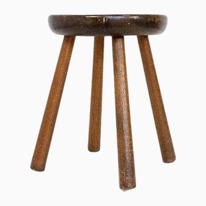 Chestnut Wood Stool, 1970s