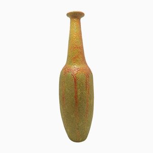 Mid-Century Orange and Green Crackle Glaze Floor Vase, 1970s