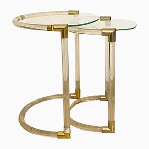 Brass and Glass Nesting Tables by Archimede Seguso, Italy, 1950s, Set of 2