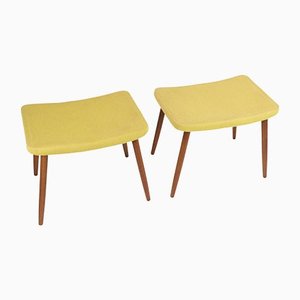 Hocker aus gelbem Stoff mit Teak Beinen, Dänemark, 1960er