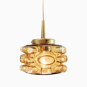 Glass Ceiling Lamp with Honey-Colored Glass, Denmark, 1960s