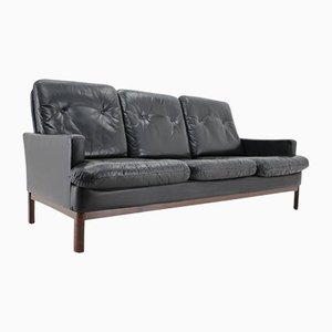 Scandinavian Leather 3-Seat Sofa, 1960s
