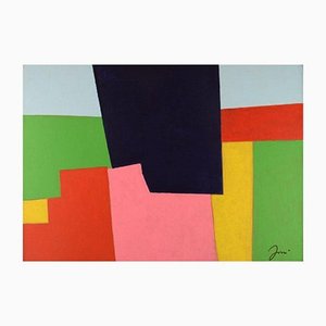 Geometric Composition, Late 20th-Century, Oil on Board