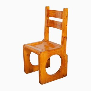 Solid Pine Sculptural Chair, 1960s