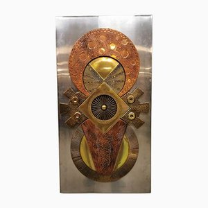 Silberne Vintage Wandkunst Skulptur Dekoration von Stephen Chun