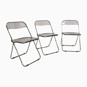 Vintage Italian Plia Folding Chairs by Giancarlo Piretti for Castelli / Anonima Castelli, Set of 3