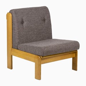 Beech & Fabric Armchairs, 1960s