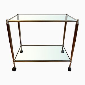 Silver Tea Cart or Serving Trolley with Glass Plates
