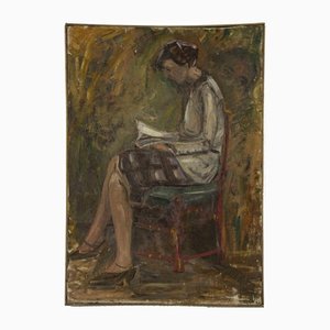 Antonio Feltrinelli, Woman Reading, Oil on Canvas, 1930s