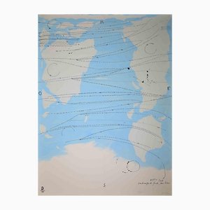 Piero Pizzi Cinnamon, Little World Map Rome Peking, Olympic Games Beijing, 2008, Lithograph