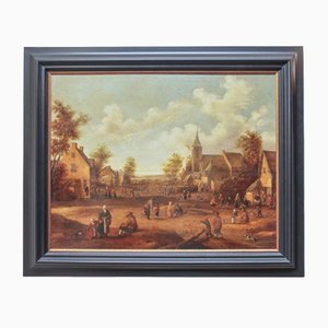 After Cornelis Drochsloth, Peasant Feast Painting, Oil on Canvas, Framed