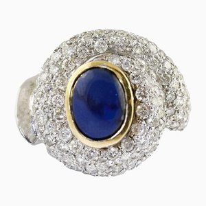 Diamond Sapphire White Gold Ring