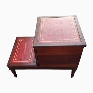 Victorian Mahogany and Tooled Leather Library or Bed Steps