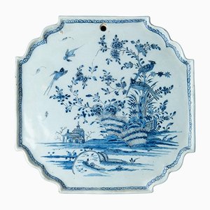 Placa de chinoiserie en azul y blanco de Delft