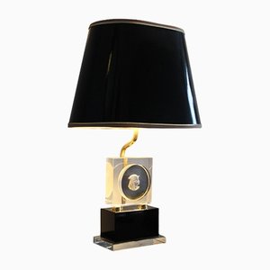 Hollywood Regency Brass and Acrylic Table Lamp from Maison Jansen, 1970s