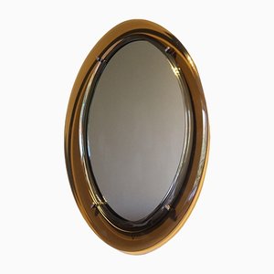 Vintage Italian Oval Mirror in the Style of Cristal Art, 1970s