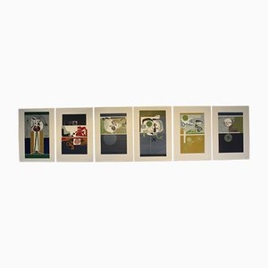 Ennio Tamburi, Italian Abstract Paintings, Oil on Cardboard, 1960s, Set of 6