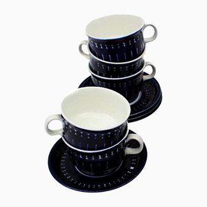 Ceramic Coffee Cup & Saucer by Ulla Procope for Arabia, 1960s, Set of 5