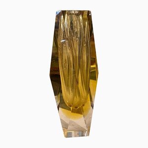 Mid-Century Modern Yellow Sommerso Murano Glass Vase by Seguso, 1970s