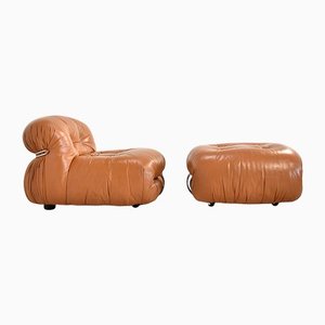 Soriana Lounge Chair with Ottoman by Tobia & Afra Scarpa for Cassina, 1970s, Set of 2