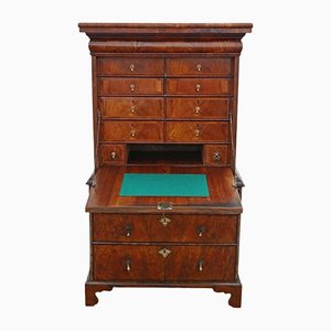 Early 18th Century Queen Anne Inlaid Burr Walnut Escritoire Chest with Desk