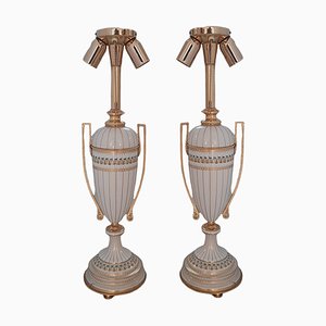 Italian Neoclassical Porcelain Table Lamp, Set of 2