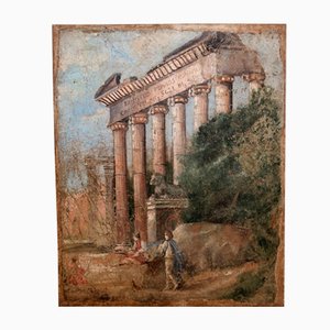 Paesaggio Capriccio con rovine romane, affresco a strappo