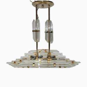 Deckenlampe aus geschliffenem Glas & Messing