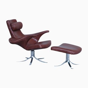 Butaca danesa Mid-Century de cuero de Gösta Berg para Fritz Hansen