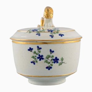 Antique German Sugar Bowl in Hand-Painted Porcelain