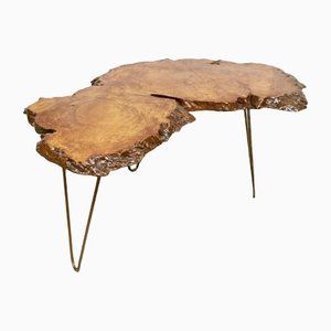 Mesa auxiliar vintage de tronco de árbol