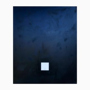 Alex Manea, The Intentally Blank Page Paradox, 2021, acrilico, smalto, lacca e stampa solare su tela